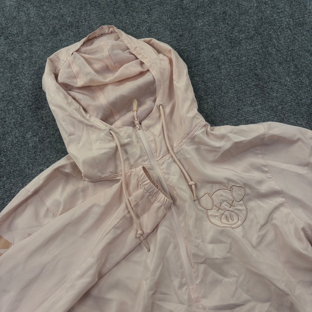 Shane Dawson Windbreaker‎ Medium Pink Pig Logo Quarter Zip Hooded Anorak Women's